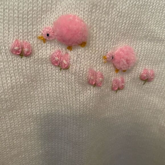 Nordstrom Made in Italy Handmade White and Pink Acrylic Baby Blanket 32x38 - Picture 10 of 16